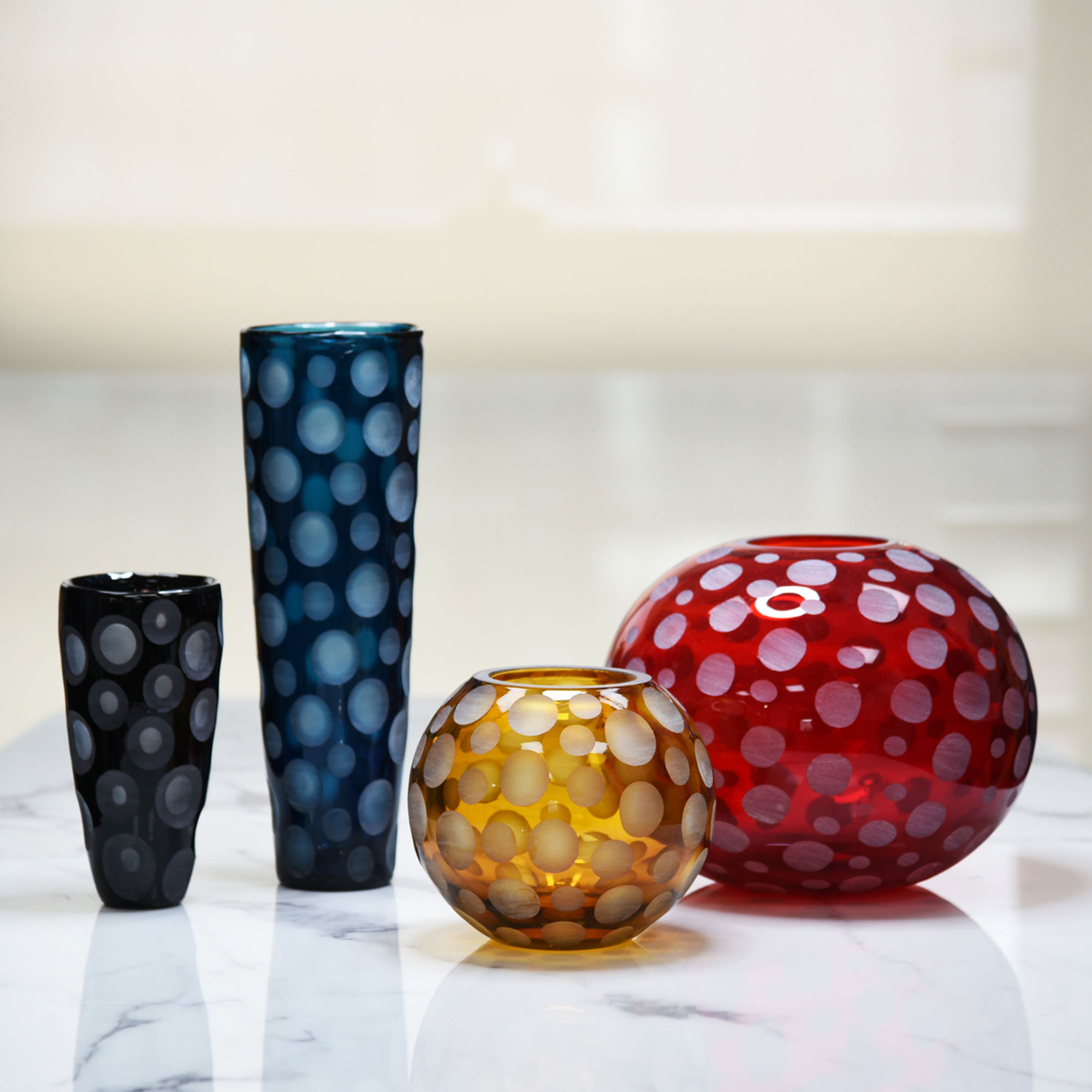 Colorful Glass Vase Wave Point Style