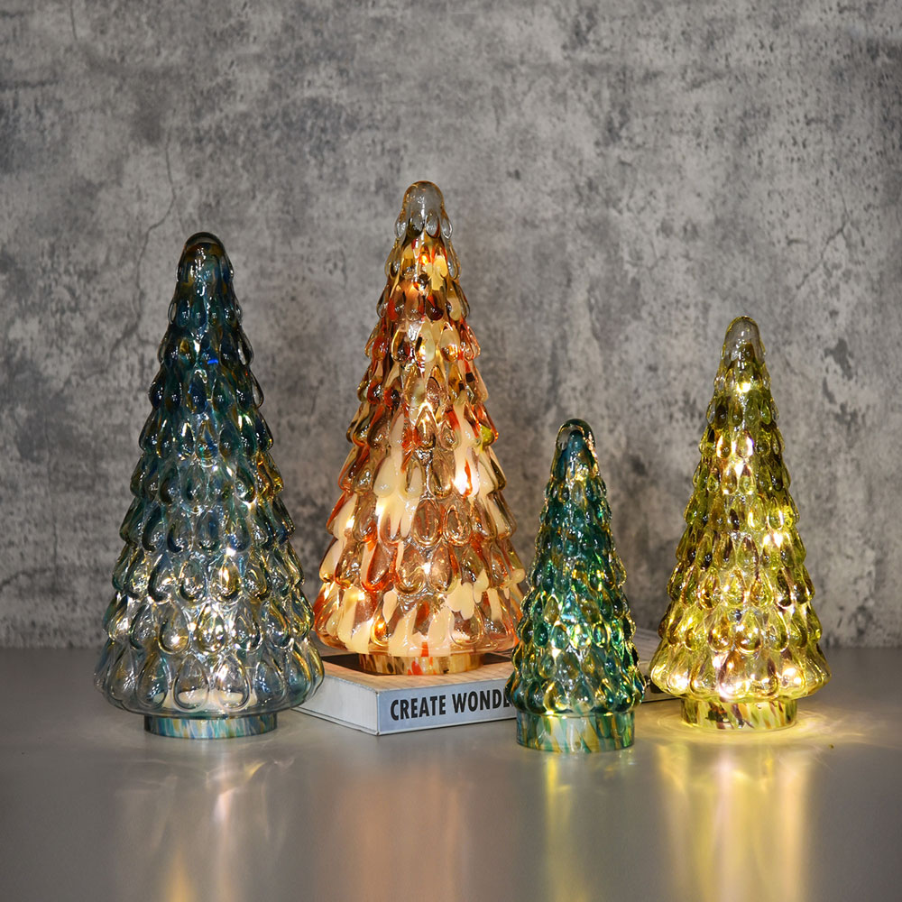 B/O Lighted Up Multi Confetii Glass Xmas Tree
