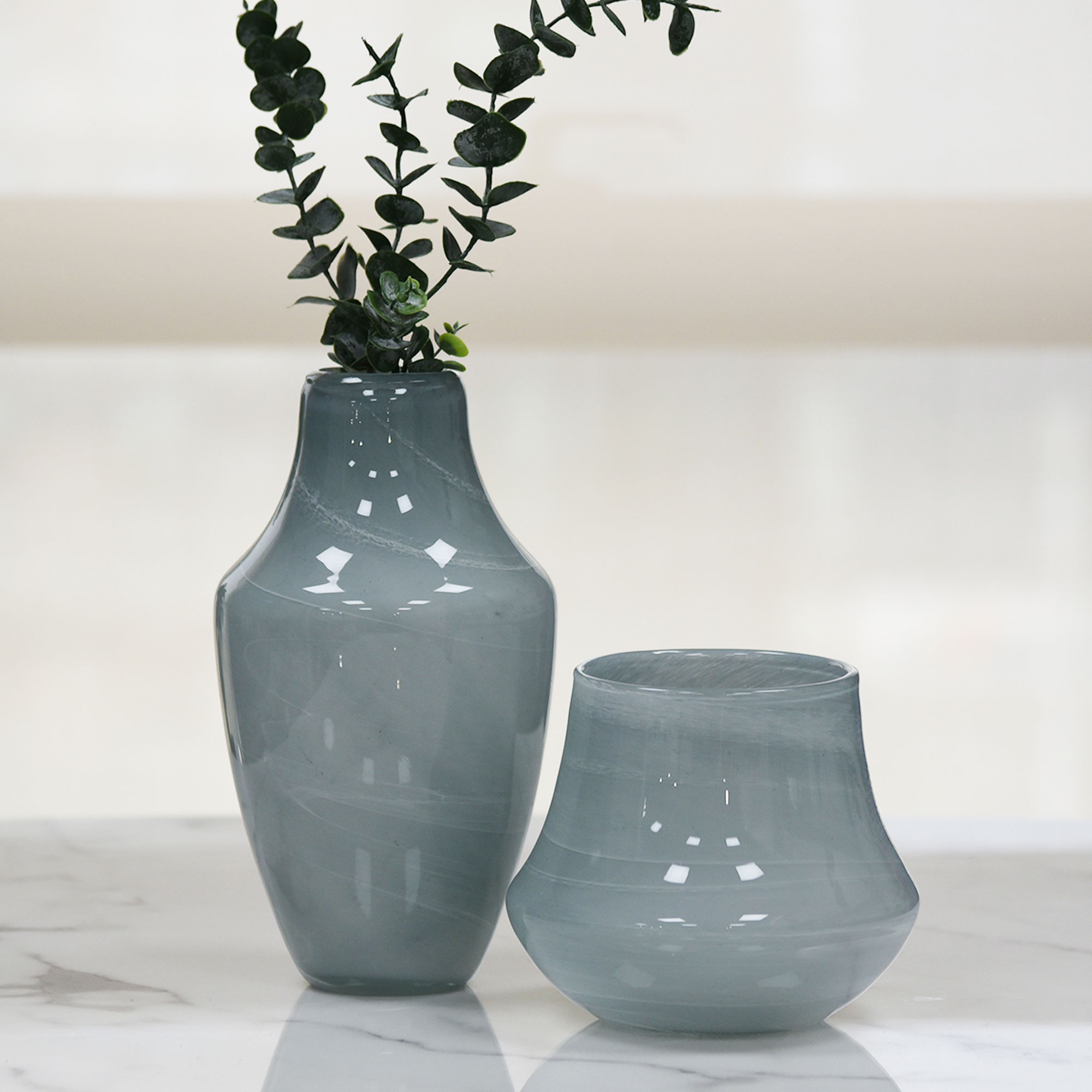 Gray Alabaster glass vase